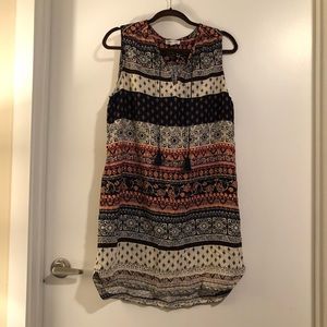 Patterned Sleeveless Shift Dress